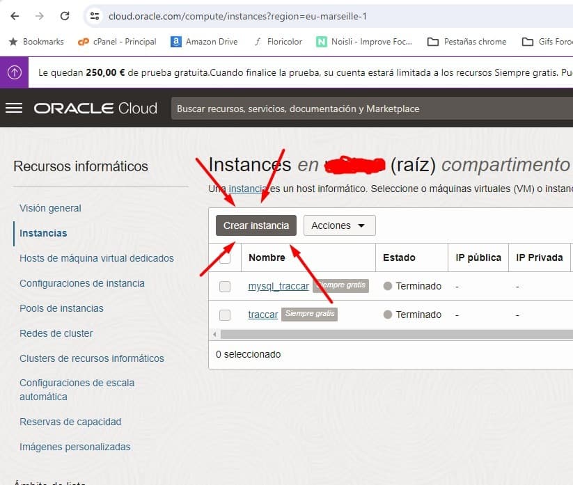Crear instancia