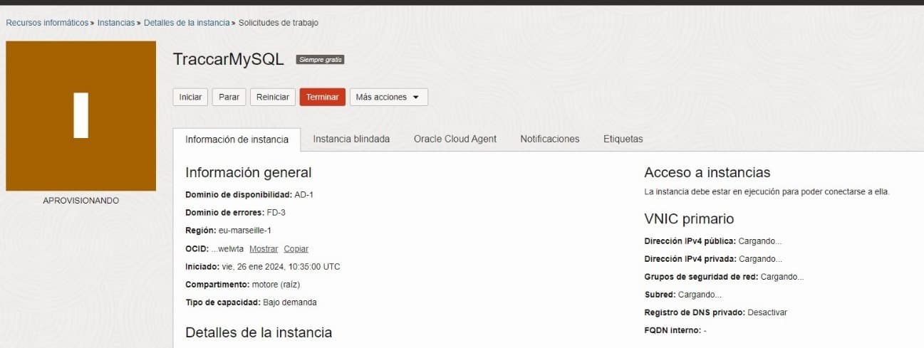 Aprovisionando instancia