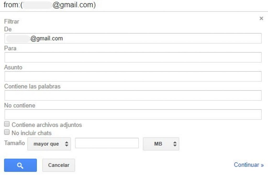 Configurar parámetros del filtro