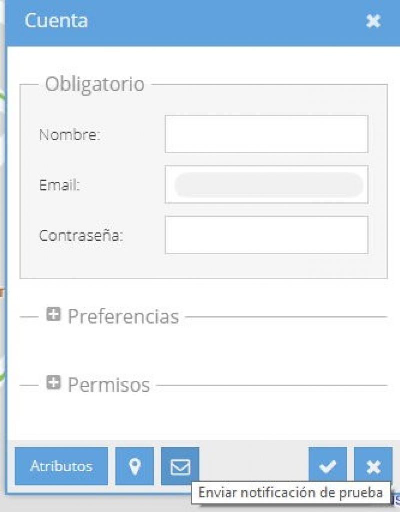 Enviar notificación de prueba en Traccar