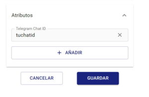 Seleccionar Atributo Telegram Chat ID