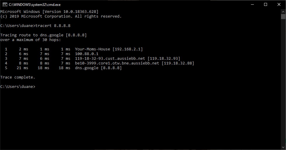 Ejemplo de traza de red en cmd