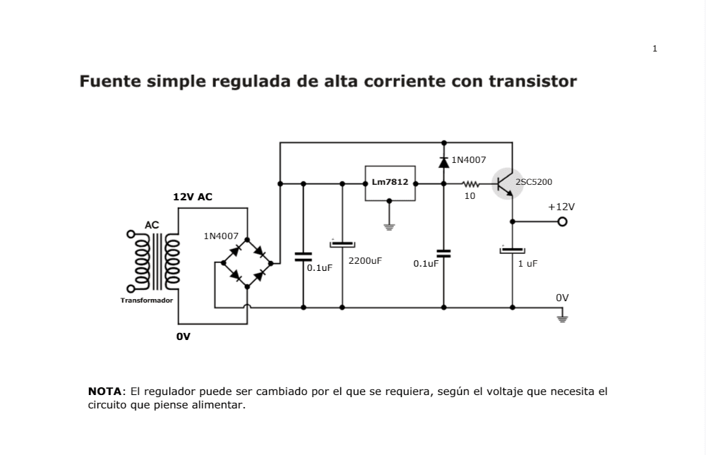 Aprende a construir una fuente de alimentación estable de 12V usando el regulador LM7812, ideal para proyectos electrónicos que requieren voltaje constante