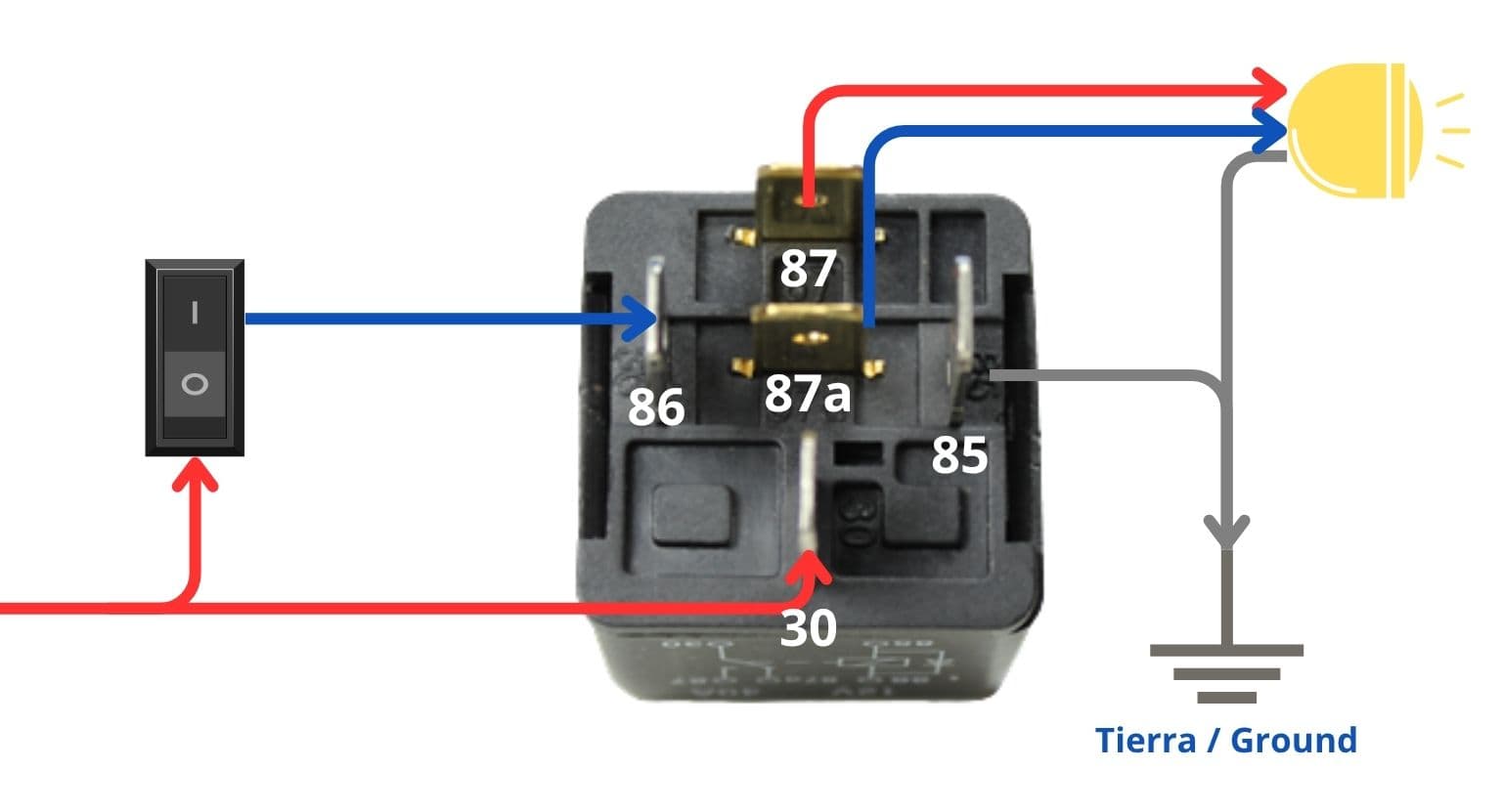 Conexión relevador 5 pines
