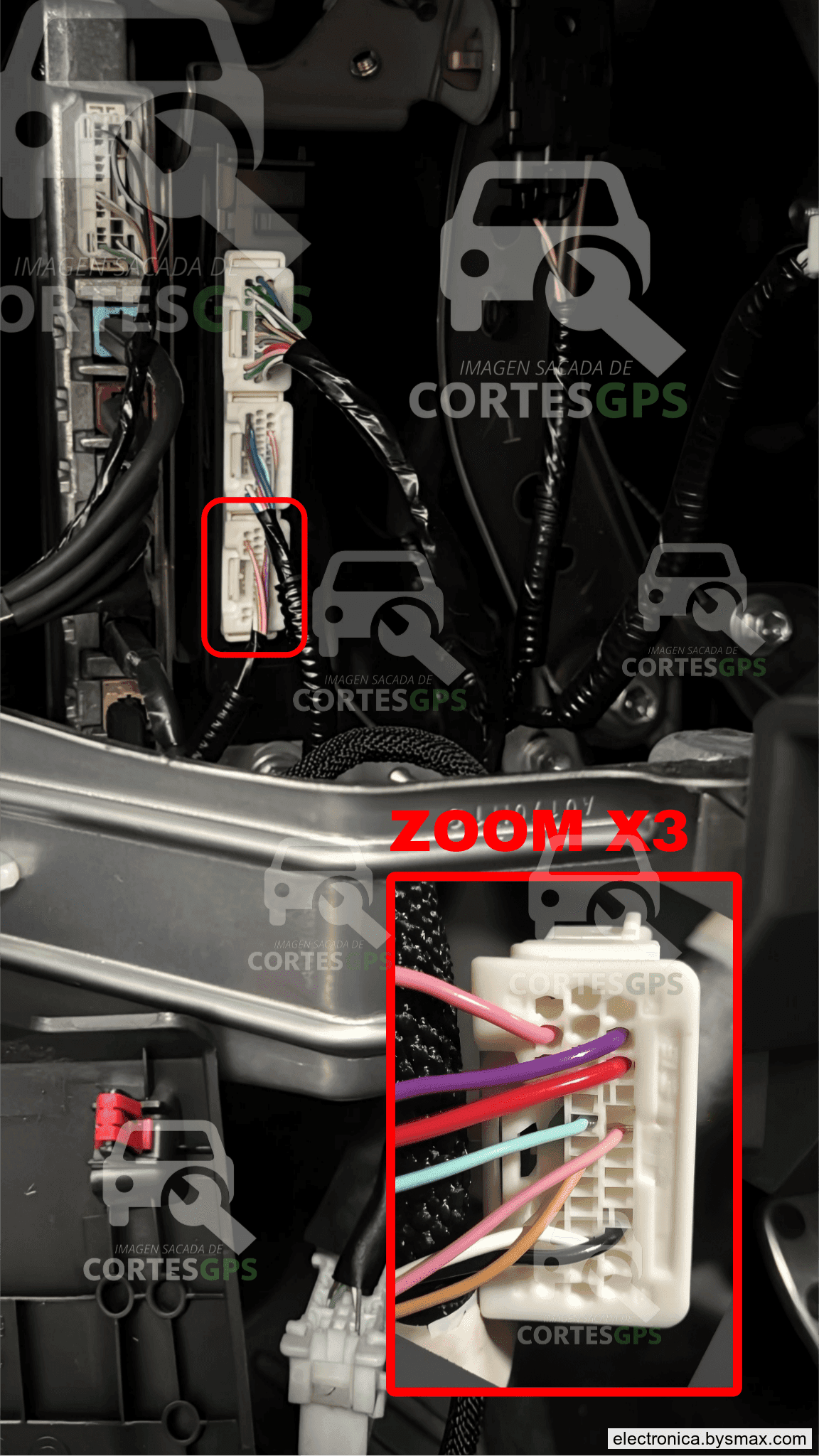 Paso 1: CORTE A LA BCM, CABLE COLOR ROSADO FINO UBICADO  B