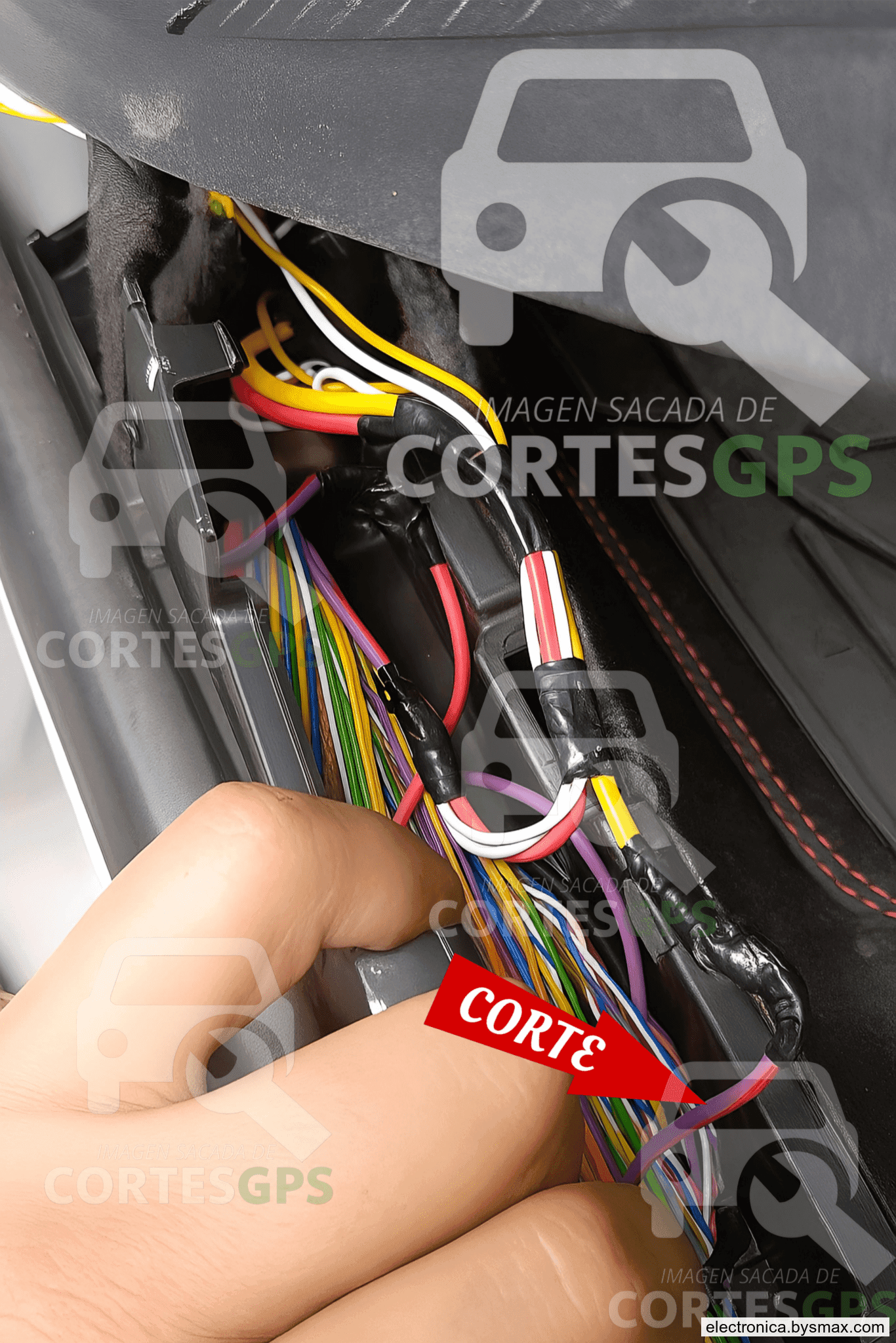 Paso 1: CORTE A LA BOMBA, CABLE COLOR MORADO CON LINEA ROJ