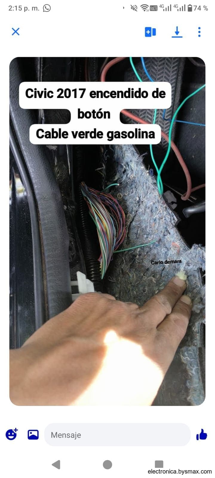 Paso 1: Civic 2017 encendido de botón cable verde gasolina